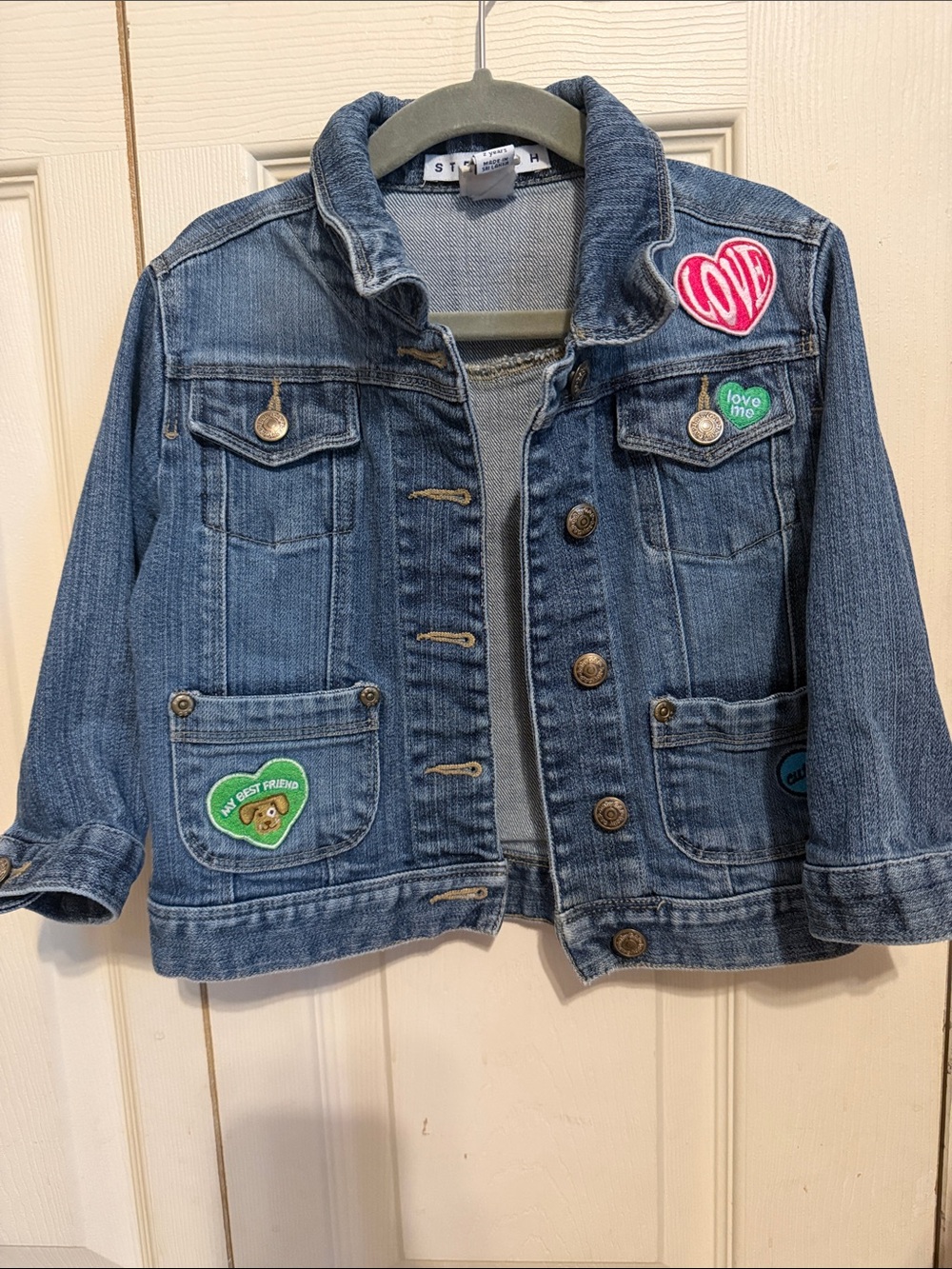 GAP Blue Denim Jacket with Heart Patches